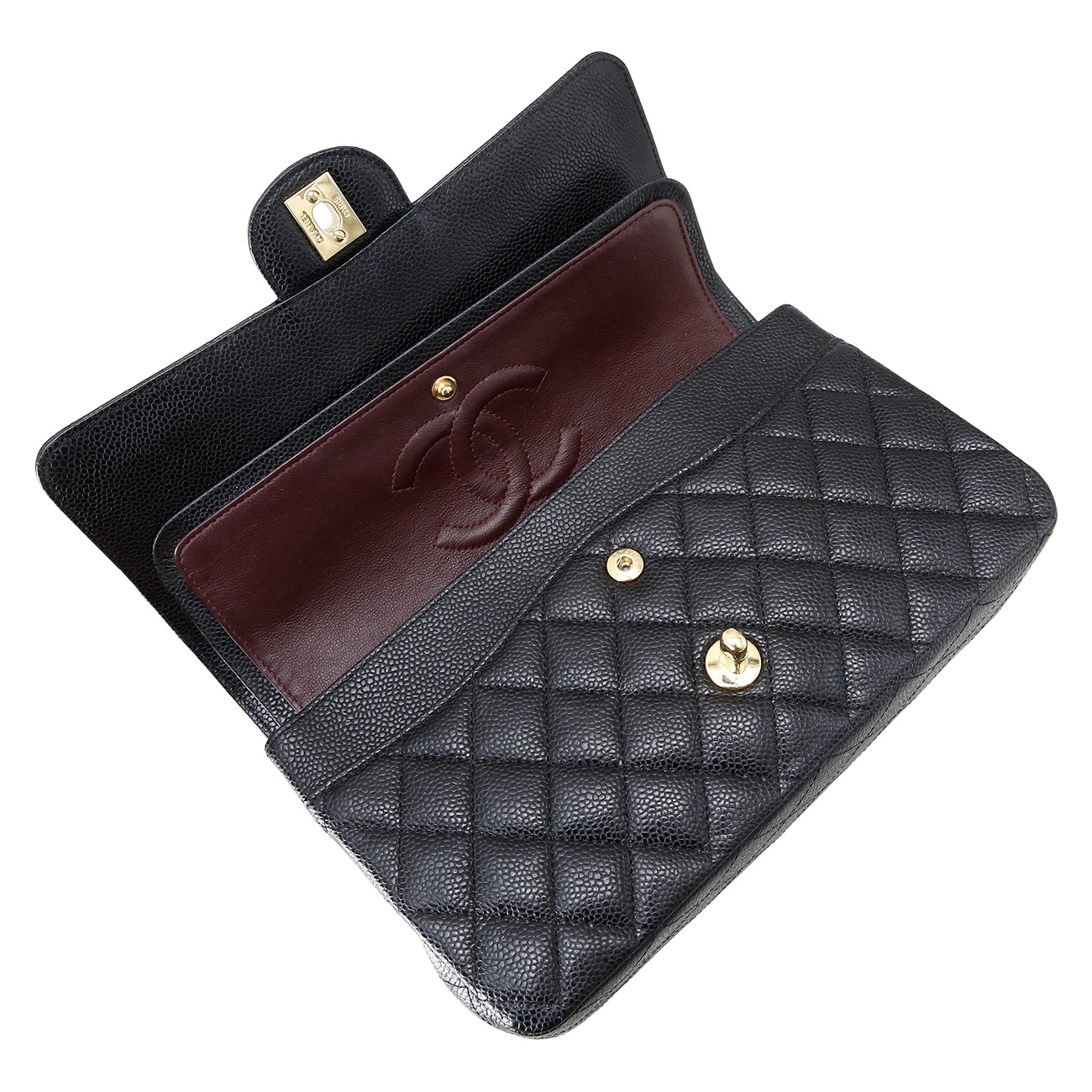 CHANEL(USED)샤넬 클래식 캐비어 미듐 금장