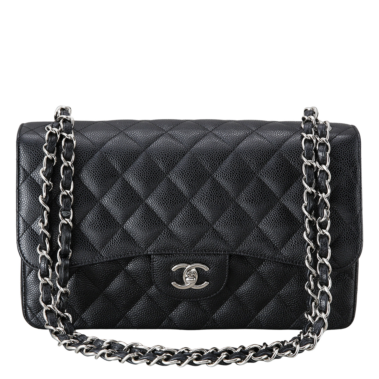 CHANEL(USED)샤넬 클래식 캐비어 점보 은장