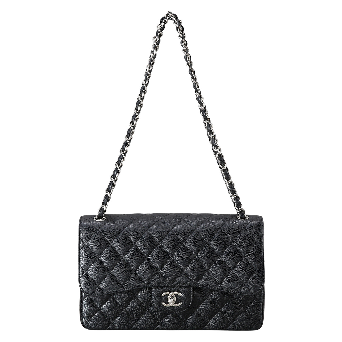 CHANEL(USED)샤넬 클래식 캐비어 점보 은장