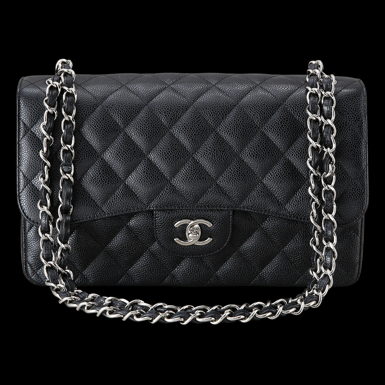 CHANEL(USED)샤넬 클래식 캐비어 점보 은장