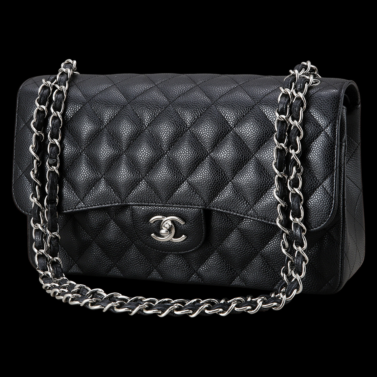 CHANEL(USED)샤넬 클래식 캐비어 점보 은장
