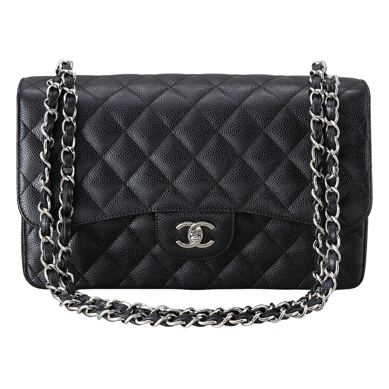 CHANEL(USED)샤넬 클래식 캐비어 점보 은장