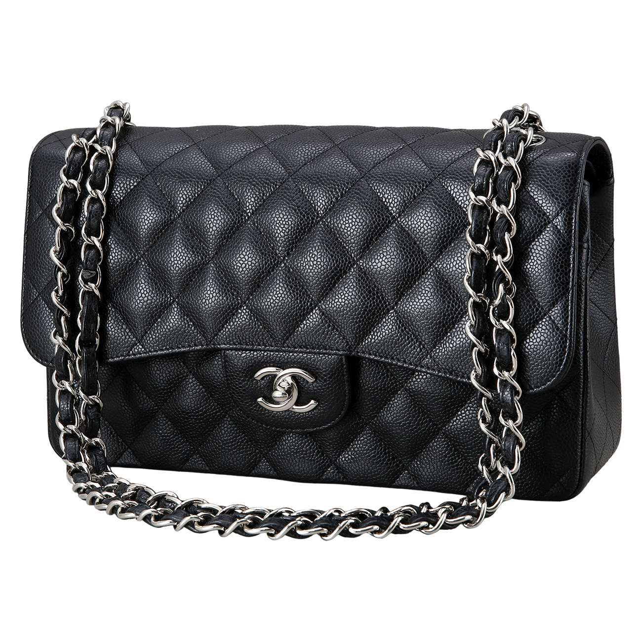 CHANEL(USED)샤넬 클래식 캐비어 점보 은장