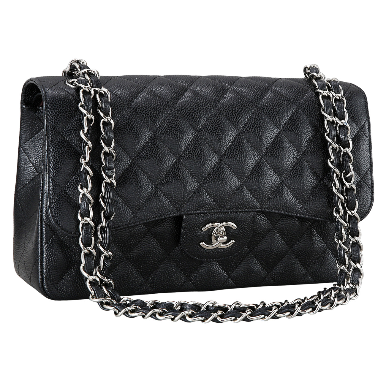 CHANEL(USED)샤넬 클래식 캐비어 점보 은장
