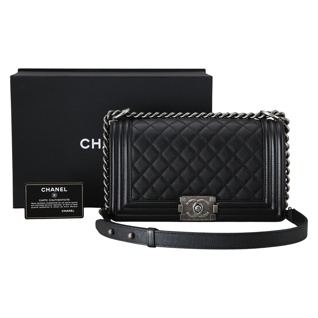 CHANEL(USED)샤넬 캐비어 보이샤넬 미듐