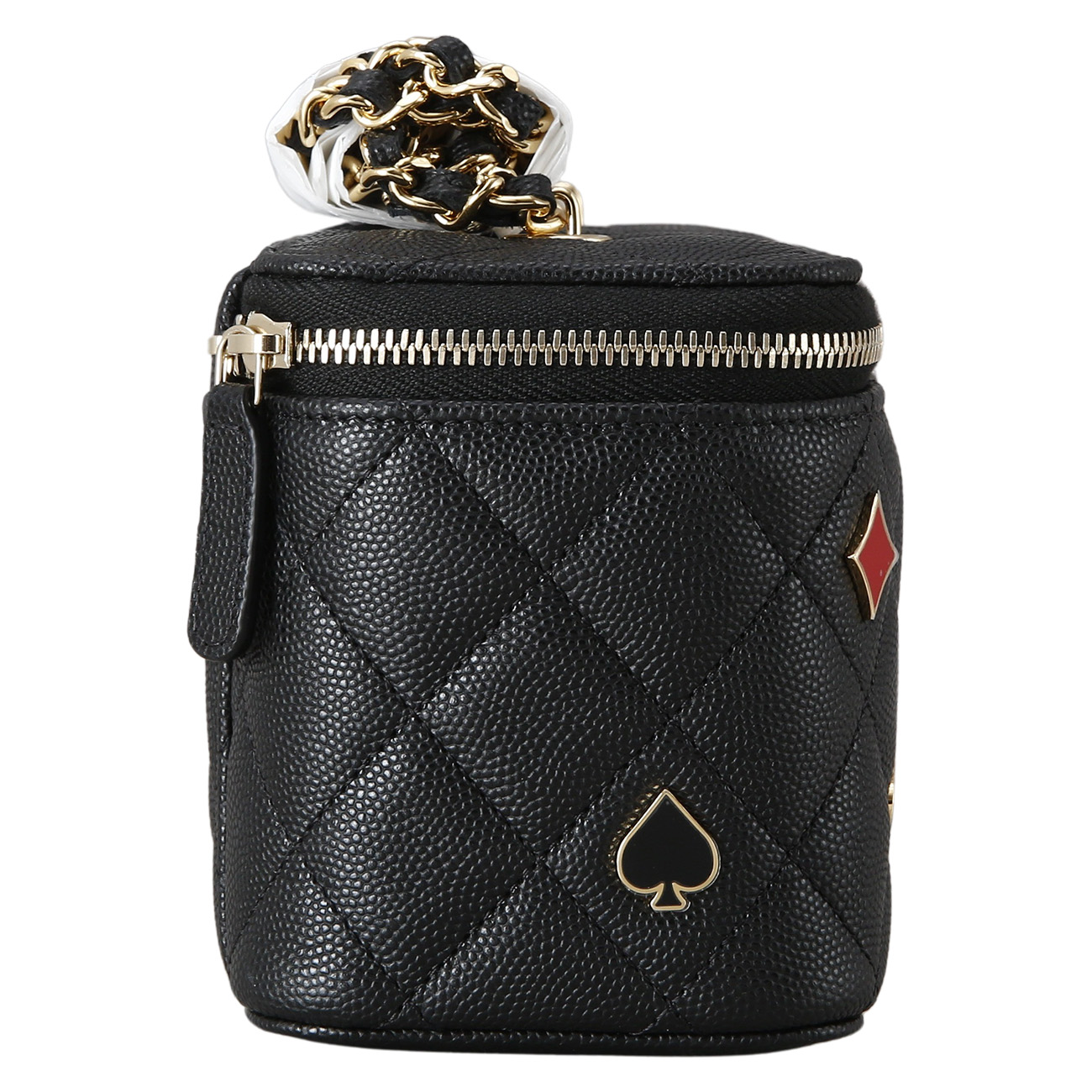 CHANEL(USED)샤넬 시즌 캐비어 포커 장식 베니티 체인 백