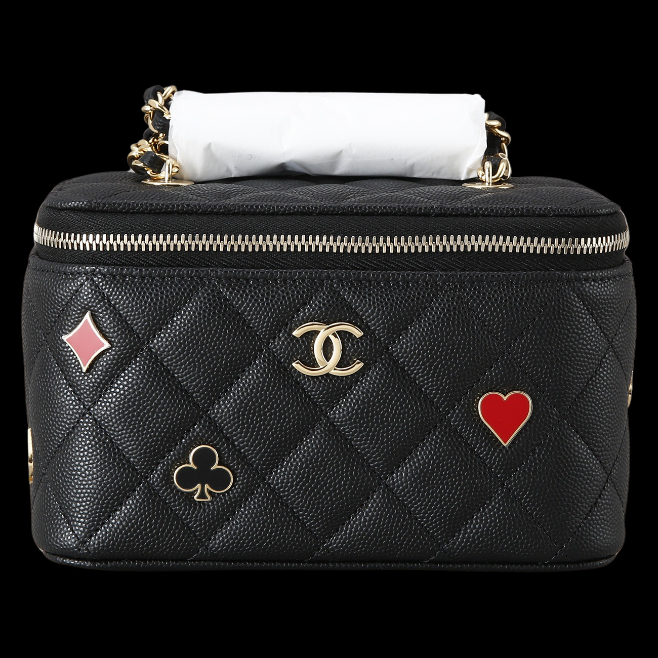CHANEL(USED)샤넬 시즌 캐비어 포커 장식 베니티 체인 백