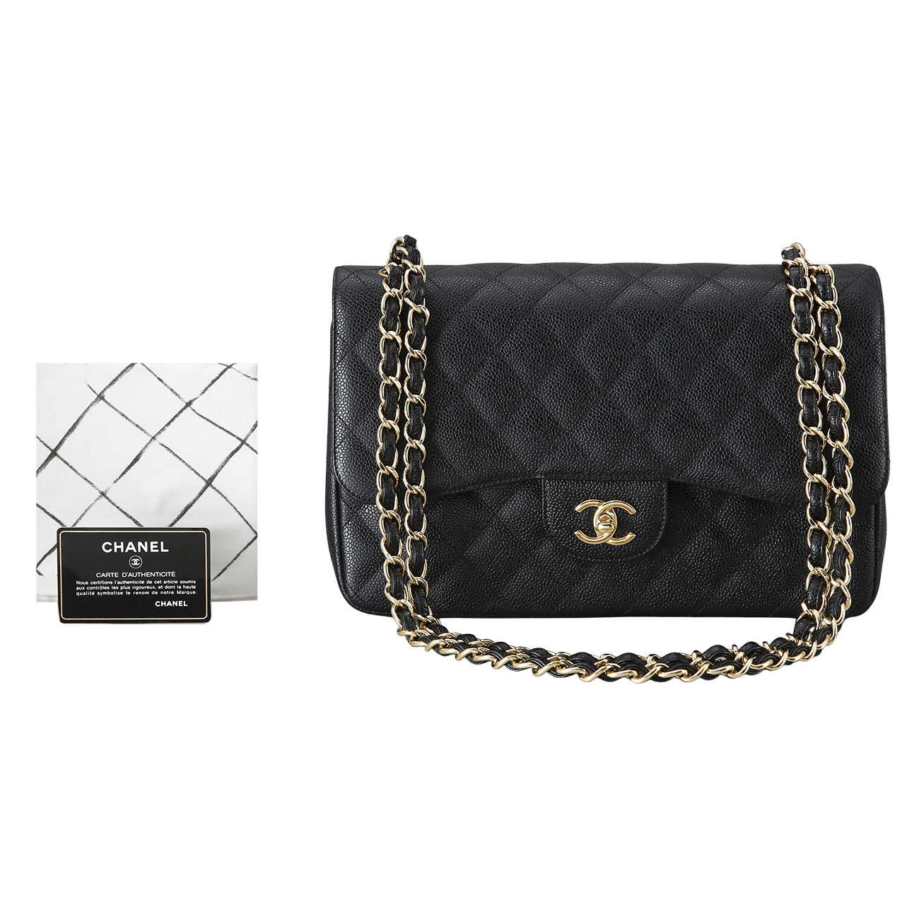 CHANEL(NEW)샤넬 클래식 캐비어 점보 금장