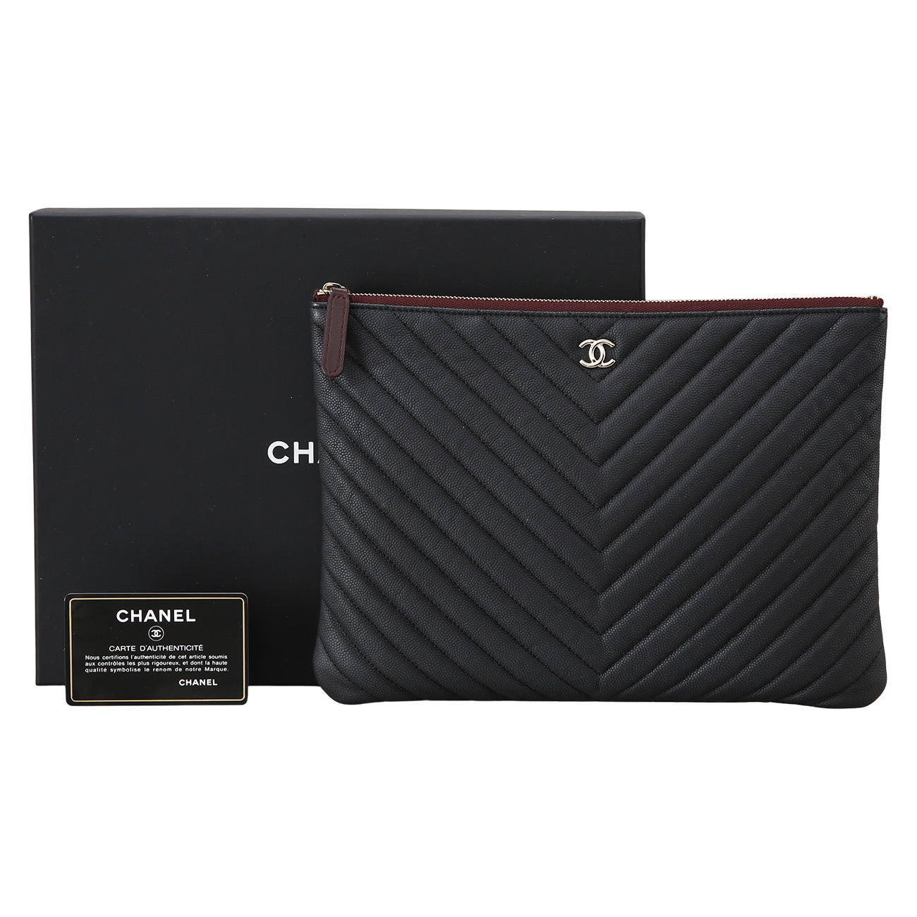 CHANEL(USED)샤넬 클래식 캐비어 쉐브론 클러치 뉴미듐