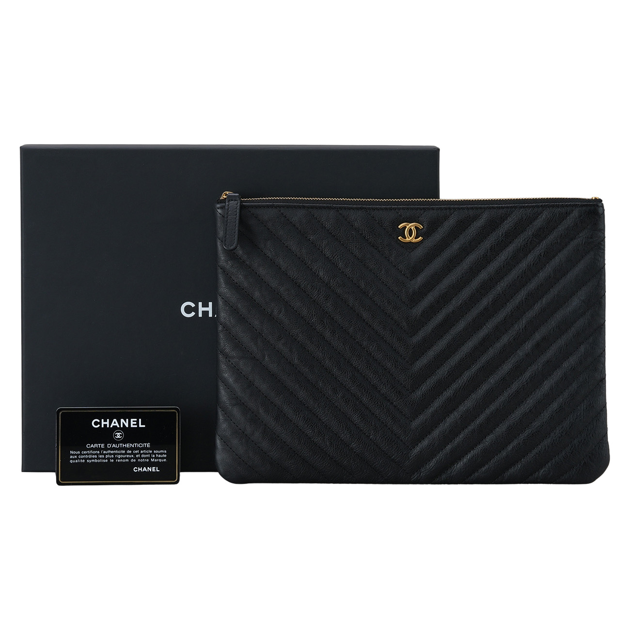 CHANEL(USED)샤넬 클래식 쉐브론 클러치 미듐
