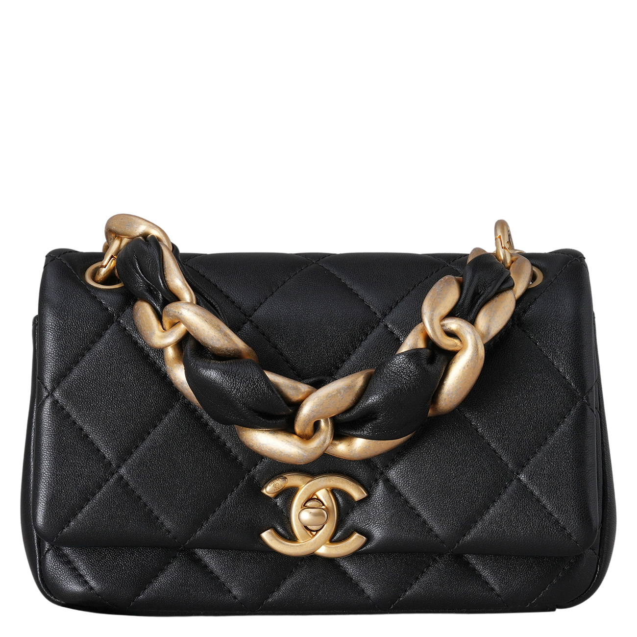 CHANEL(USED)샤넬 AS2387 시즌 램스킨 체인 플랩백 블랙