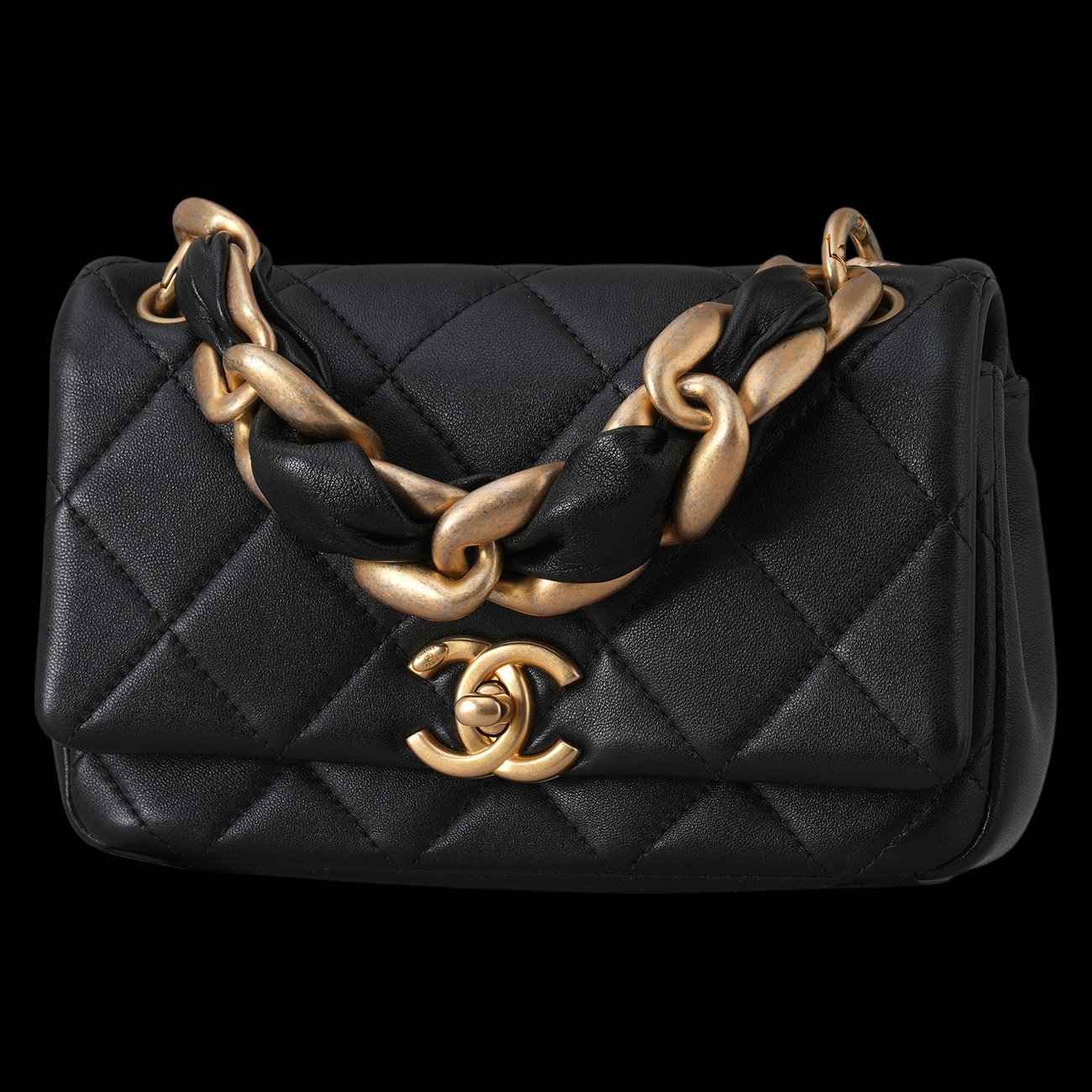 CHANEL(USED)샤넬 AS2387 시즌 램스킨 체인 플랩백 블랙