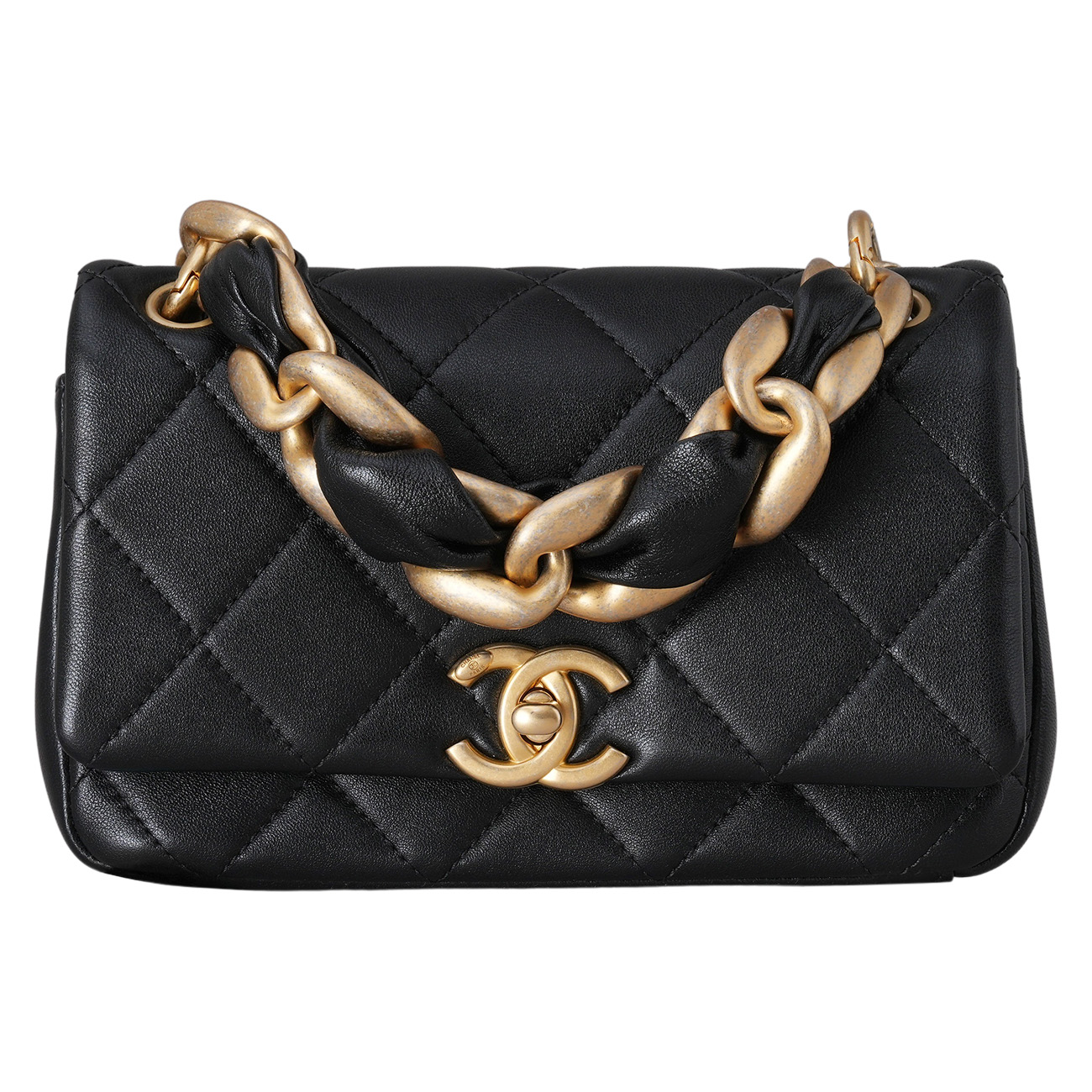 CHANEL(USED)샤넬 AS2387 시즌 램스킨 체인 플랩백 블랙