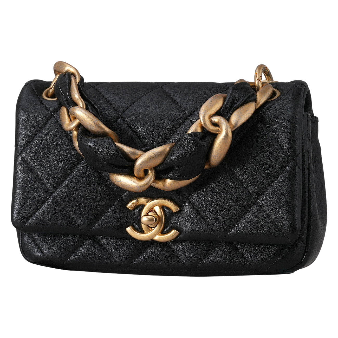 CHANEL(USED)샤넬 AS2387 시즌 램스킨 체인 플랩백 블랙