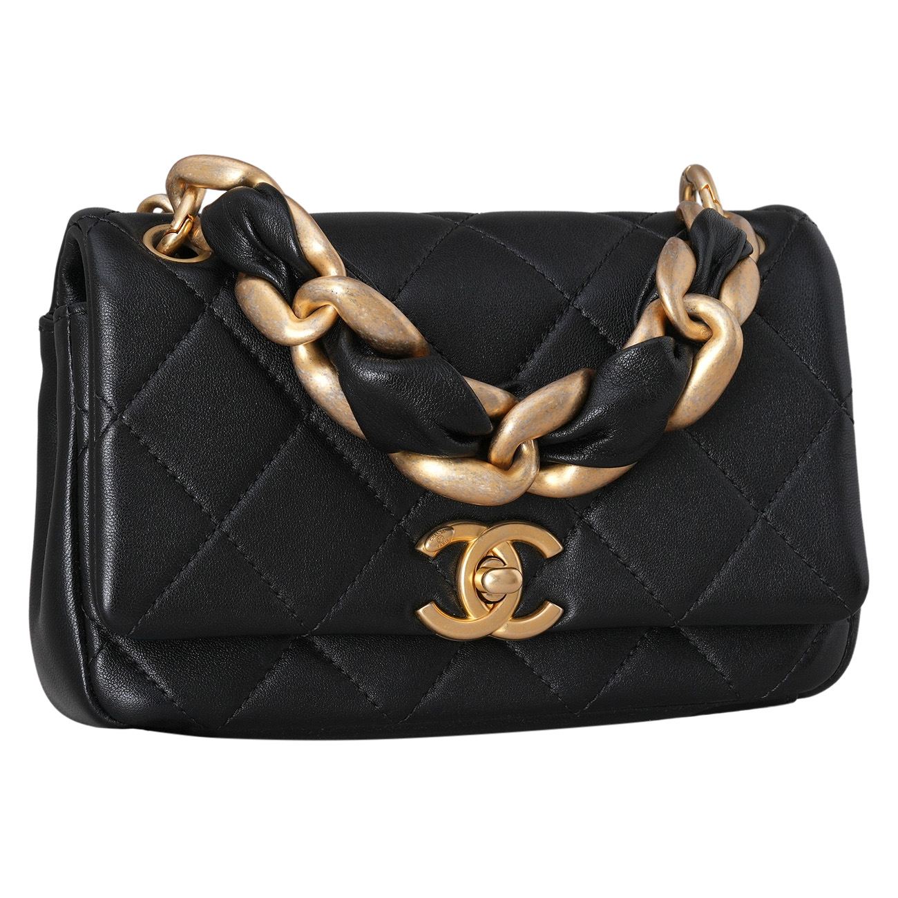 CHANEL(USED)샤넬 AS2387 시즌 램스킨 체인 플랩백 블랙