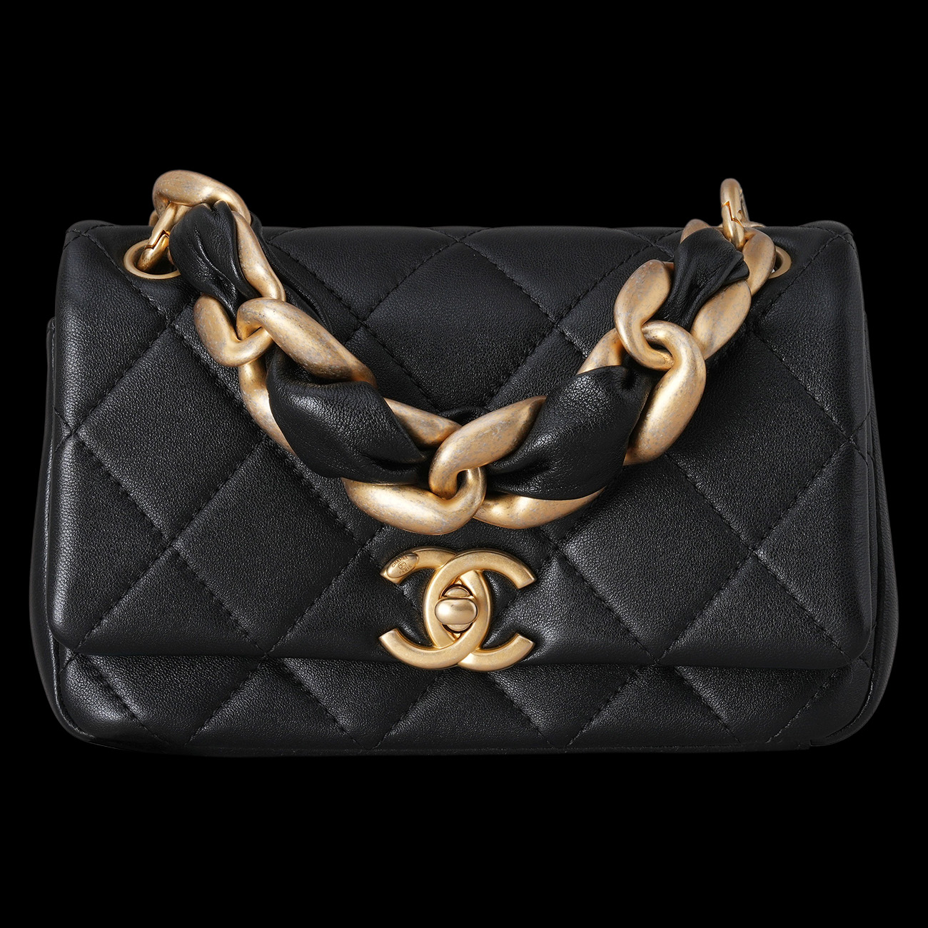 CHANEL(USED)샤넬 AS2387 시즌 램스킨 체인 플랩백 블랙