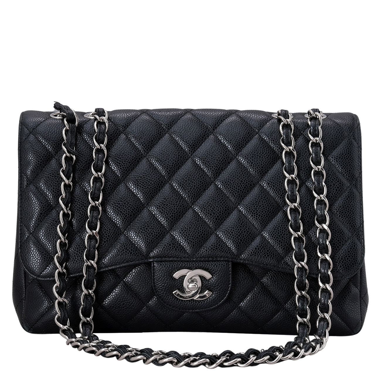 CHANEL(USED)샤넬 캐비어 클래식 라지 원플랩 블랙