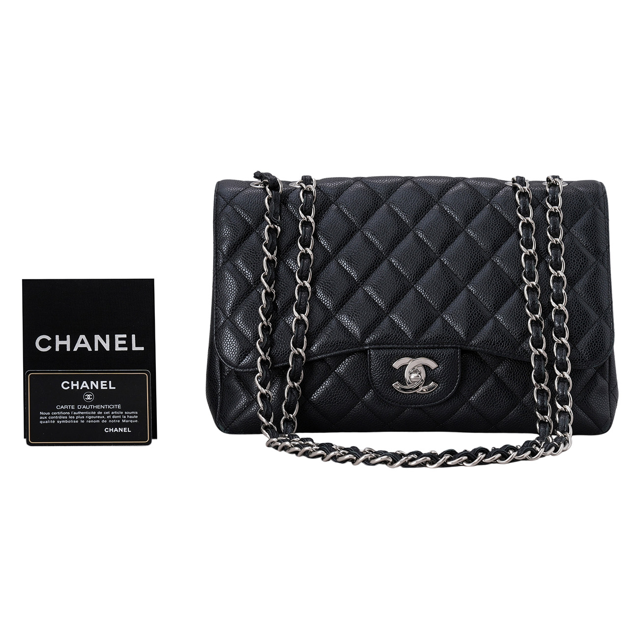 CHANEL(USED)샤넬 캐비어 클래식 라지 원플랩 블랙