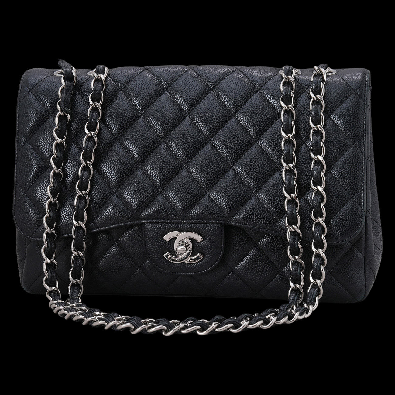 CHANEL(USED)샤넬 캐비어 클래식 라지 원플랩 블랙