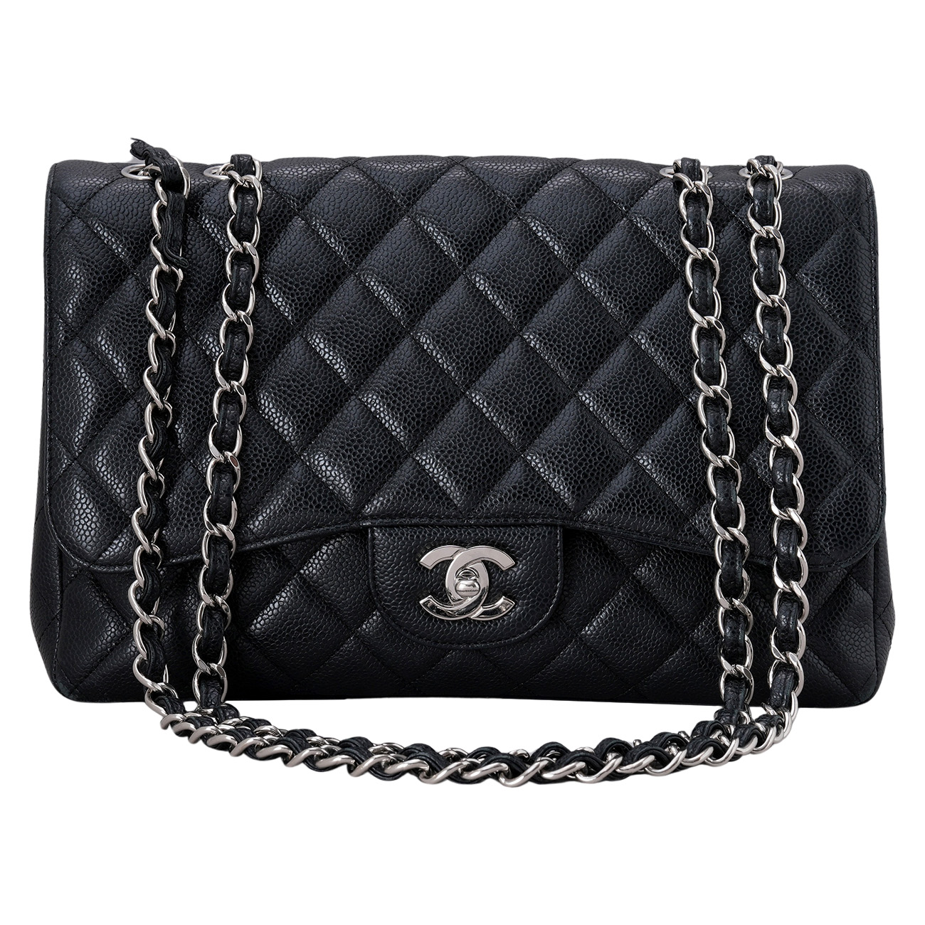 CHANEL(USED)샤넬 캐비어 클래식 라지 원플랩 블랙