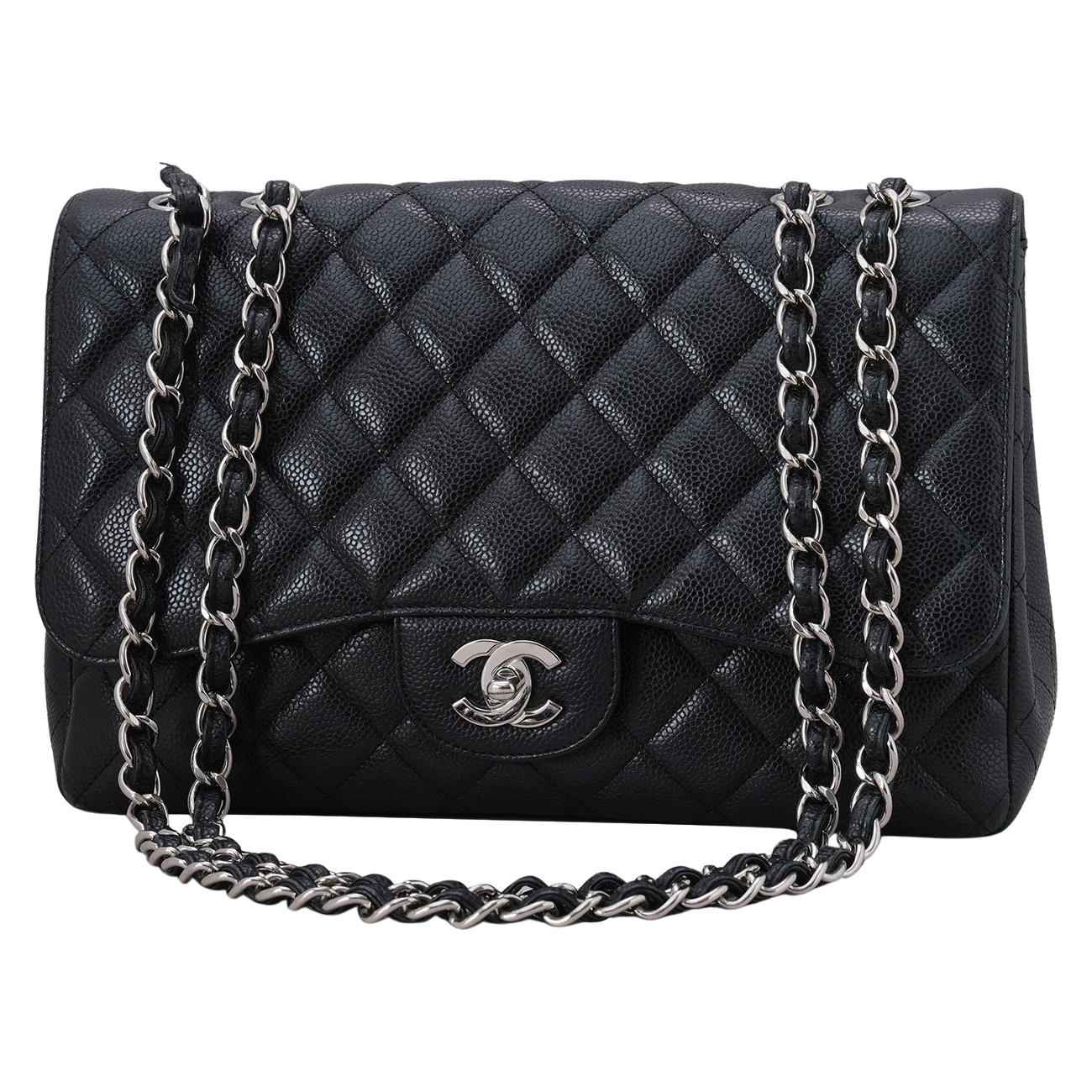 CHANEL(USED)샤넬 캐비어 클래식 라지 원플랩 블랙