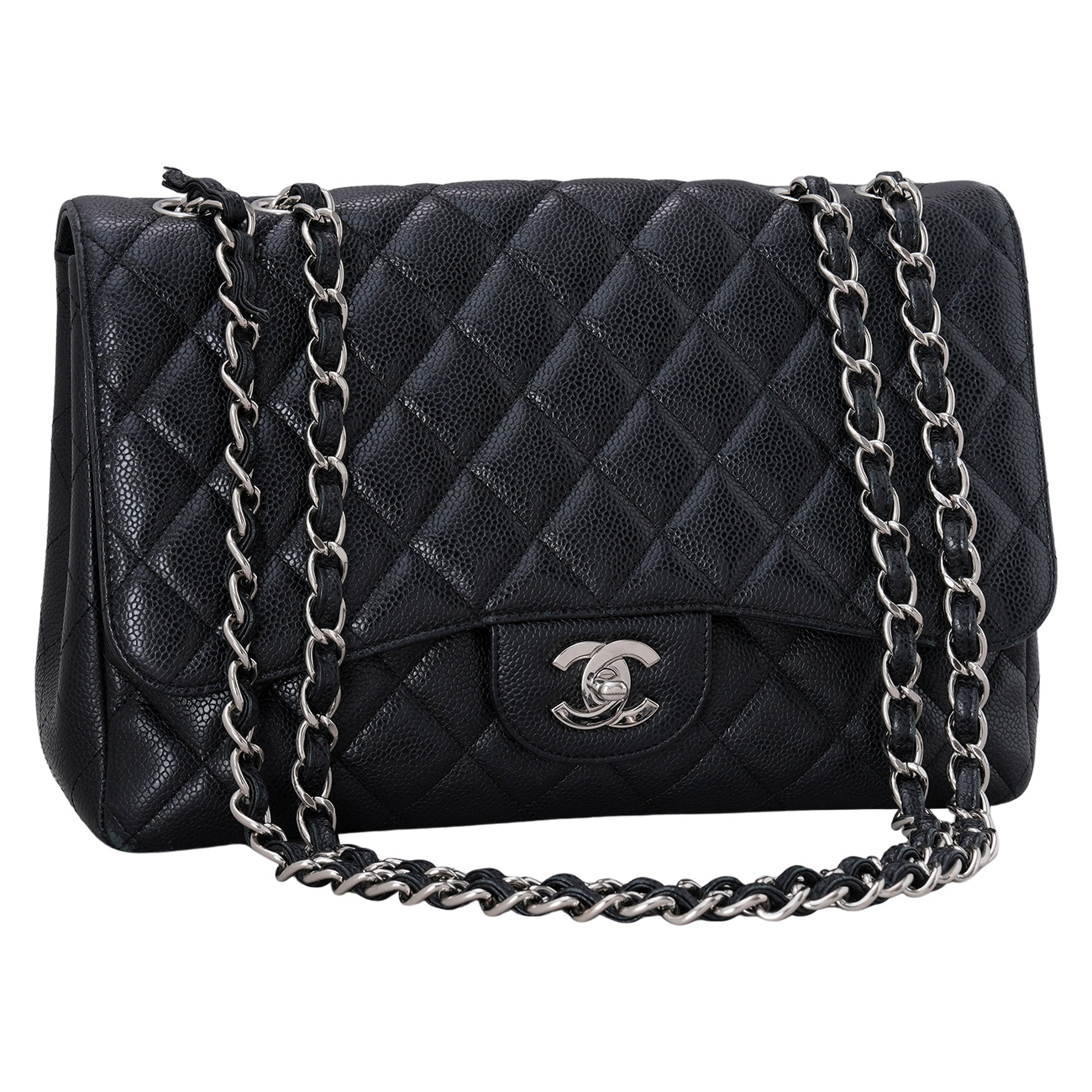 CHANEL(USED)샤넬 캐비어 클래식 라지 원플랩 블랙