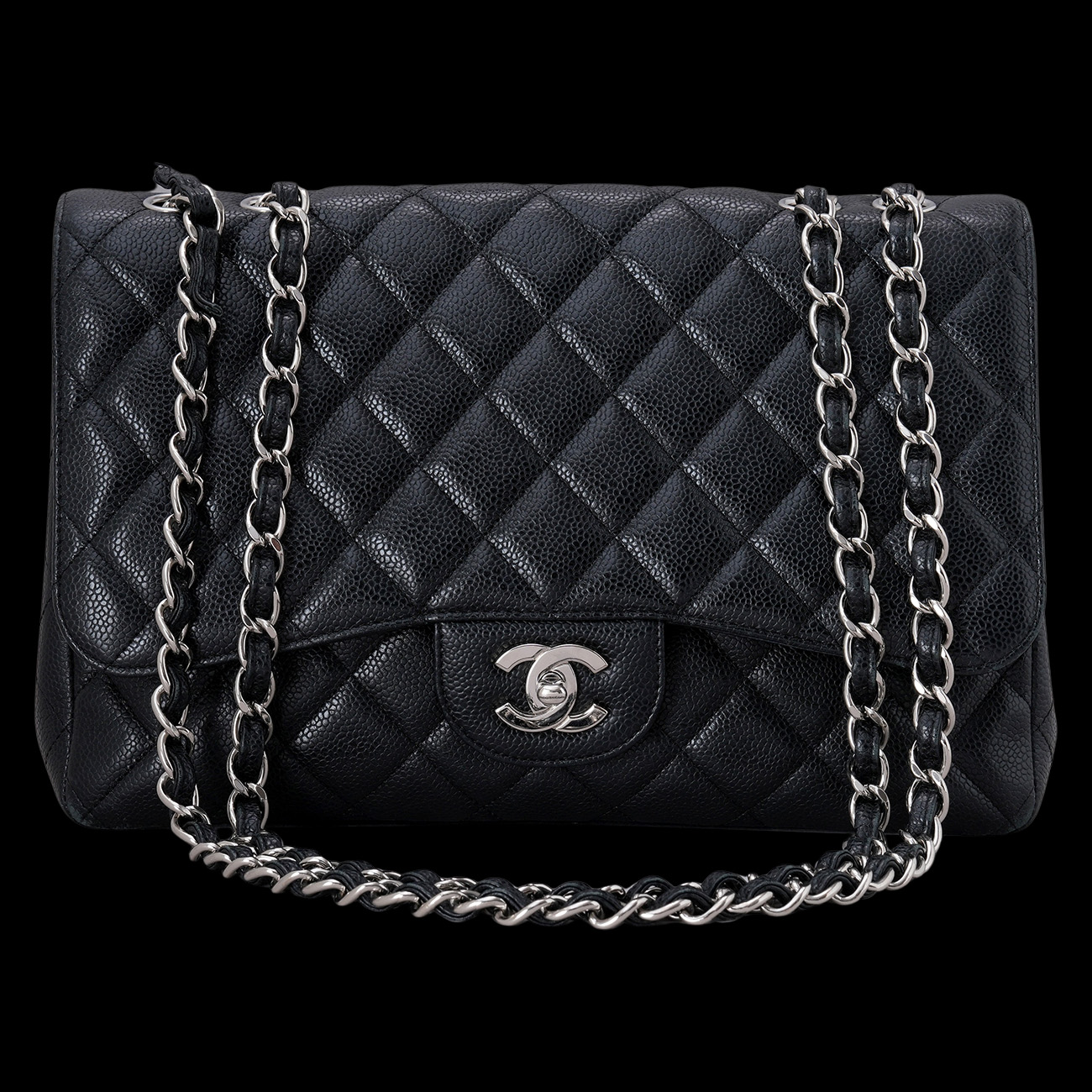 CHANEL(USED)샤넬 캐비어 클래식 라지 원플랩 블랙