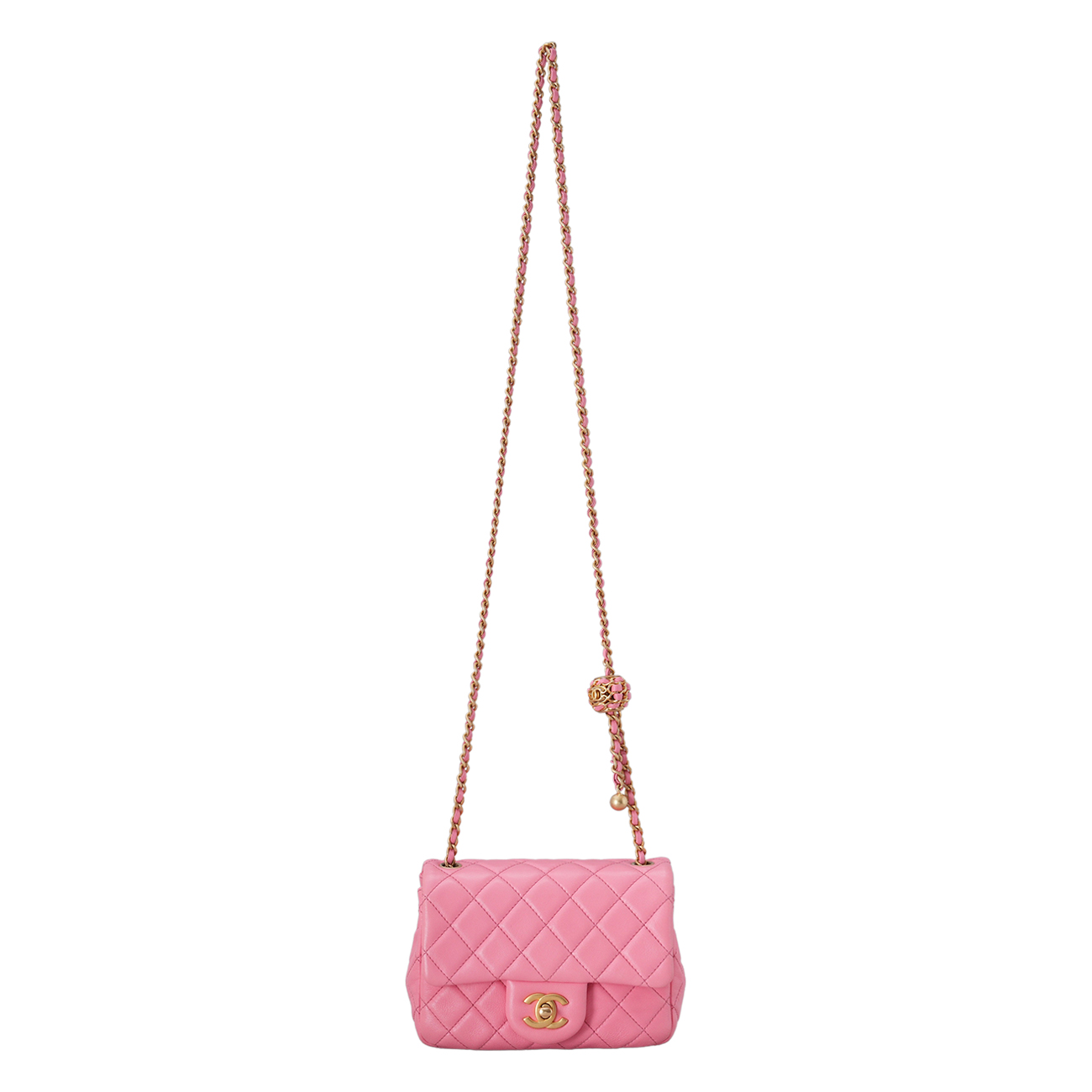 CHANEL(USED)샤넬 램스킨 클래식 골든볼 쁘띠삭 크로스백