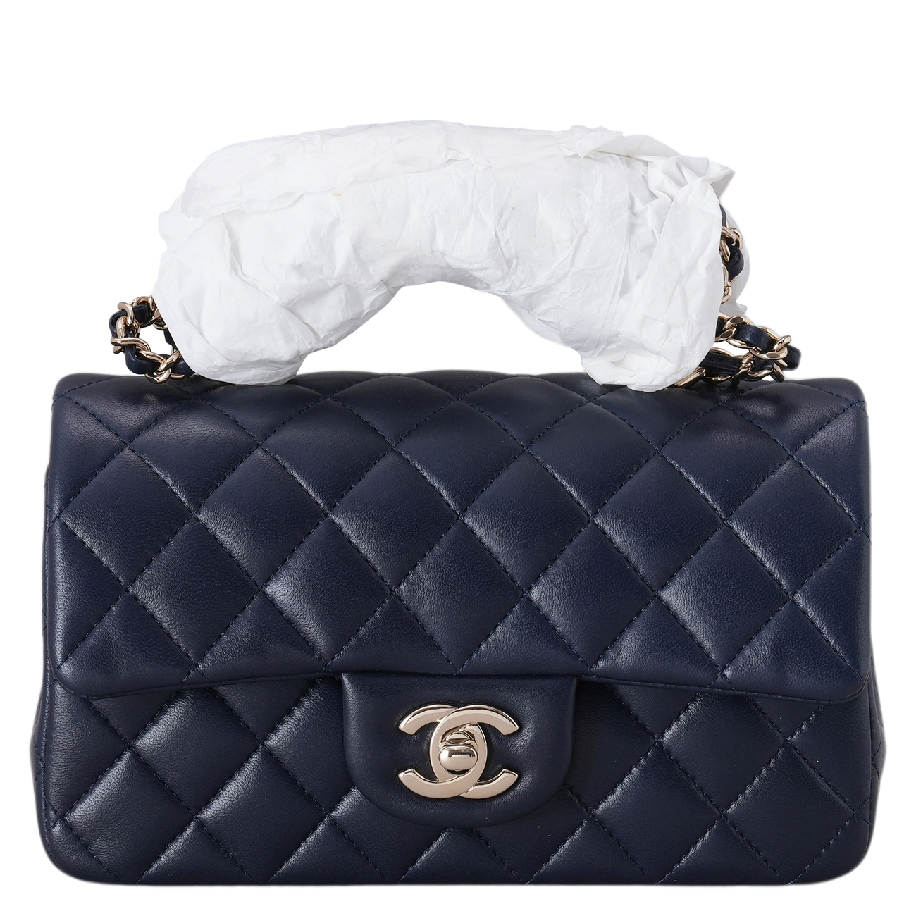 CHANEL(USED)샤넬 AS2431 램스킨 뉴미니 탑핸들 크로스백
