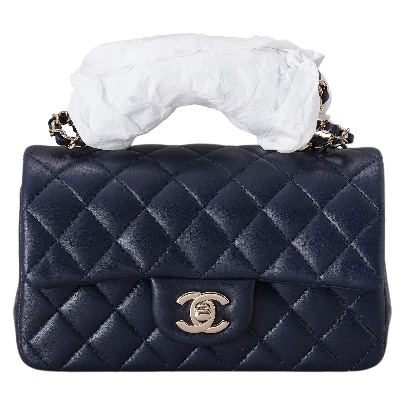 CHANEL(USED)샤넬 AS2431 램스킨 뉴미니 탑핸들 크로스백