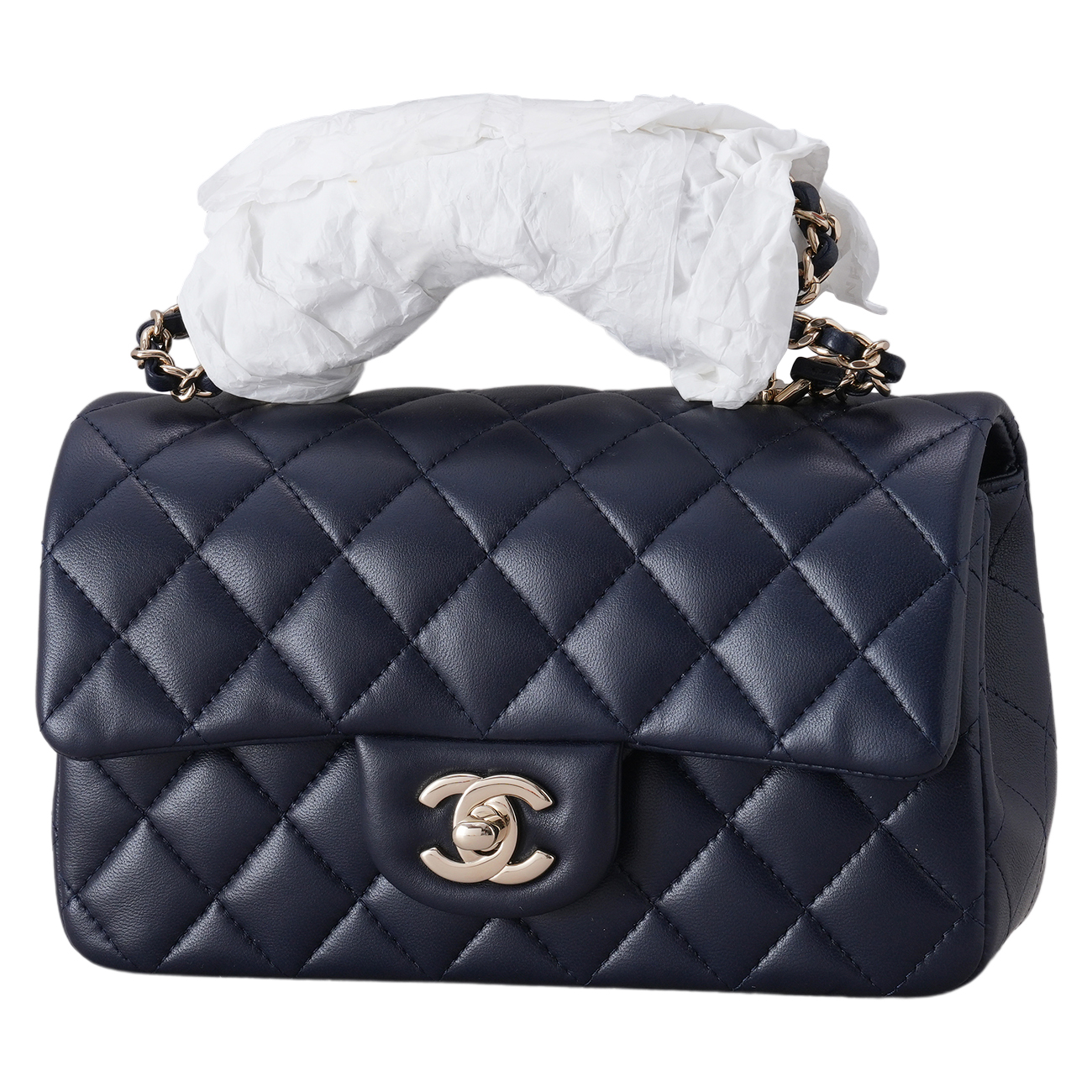 CHANEL(USED)샤넬 AS2431 램스킨 뉴미니 탑핸들 크로스백