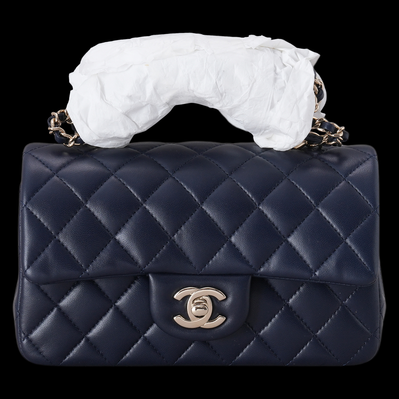 CHANEL(USED)샤넬 AS2431 램스킨 뉴미니 탑핸들 크로스백