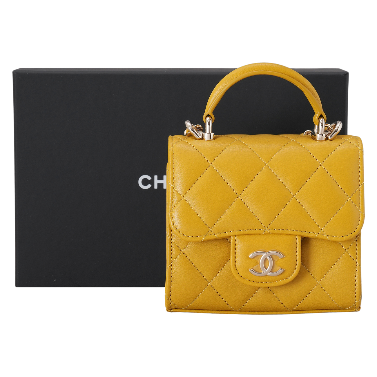 CHANEL(USED)샤넬 AP2682 램스킨 탑핸들 미니 베니티 크로스백