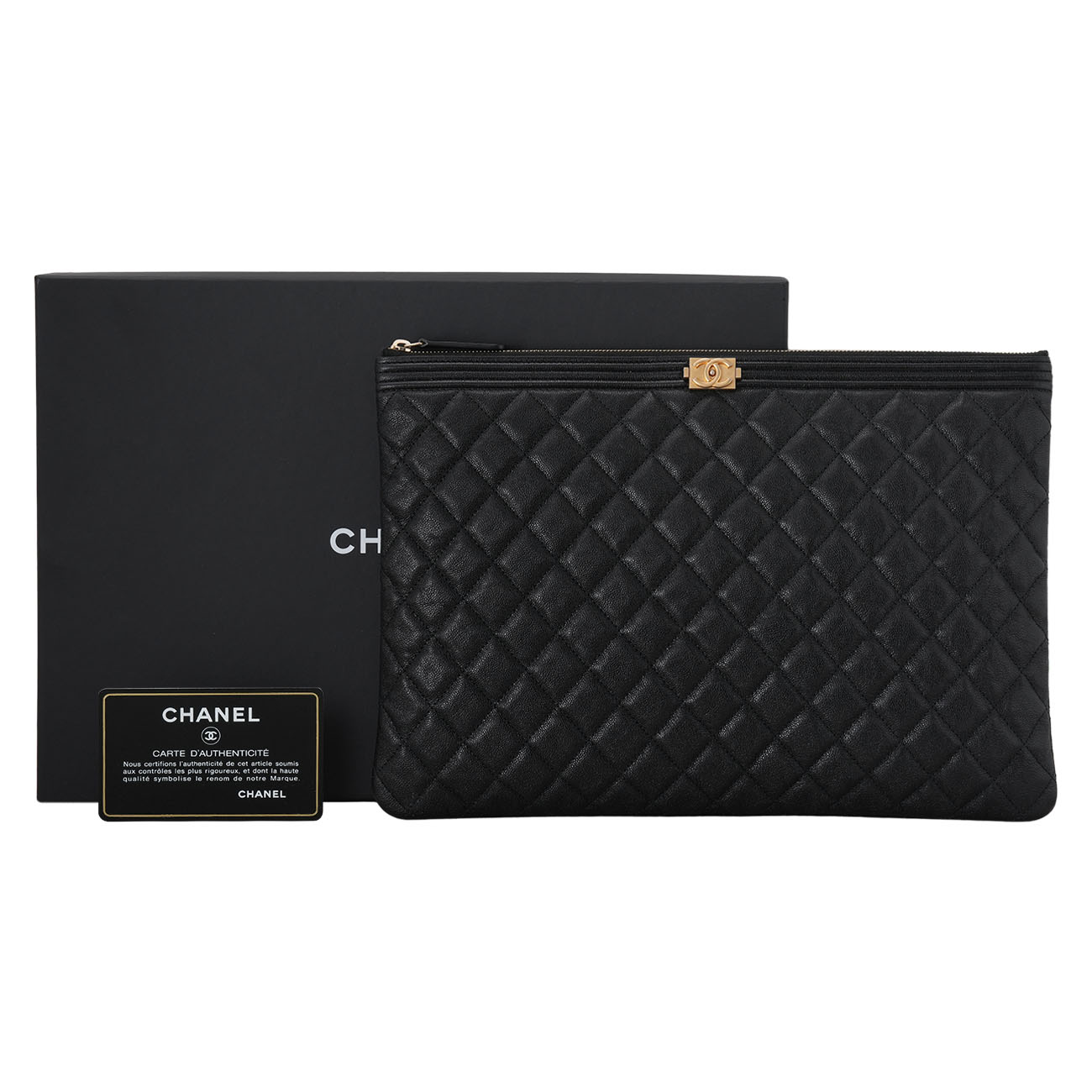 CHANEL(USED)샤넬 캐비어 보이샤넬 클러치 라지