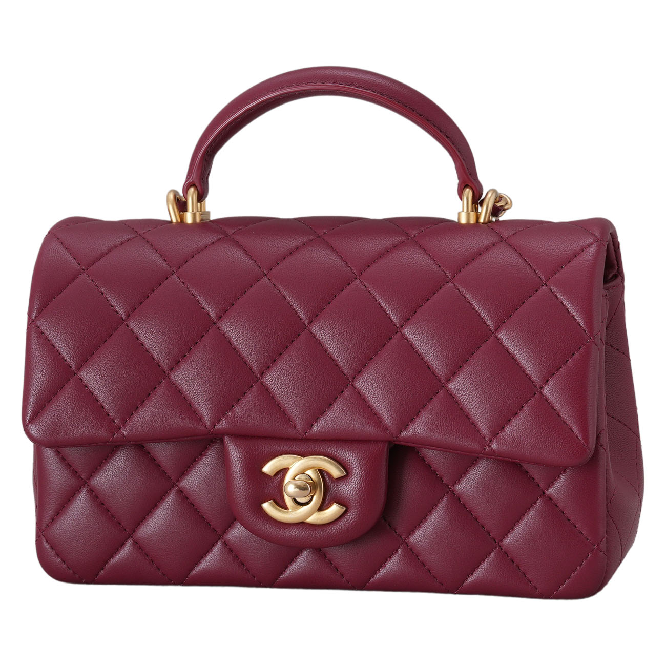 CHANEL(USED)샤넬 램스킨 클래식 뉴미니 탑핸들 크로스백