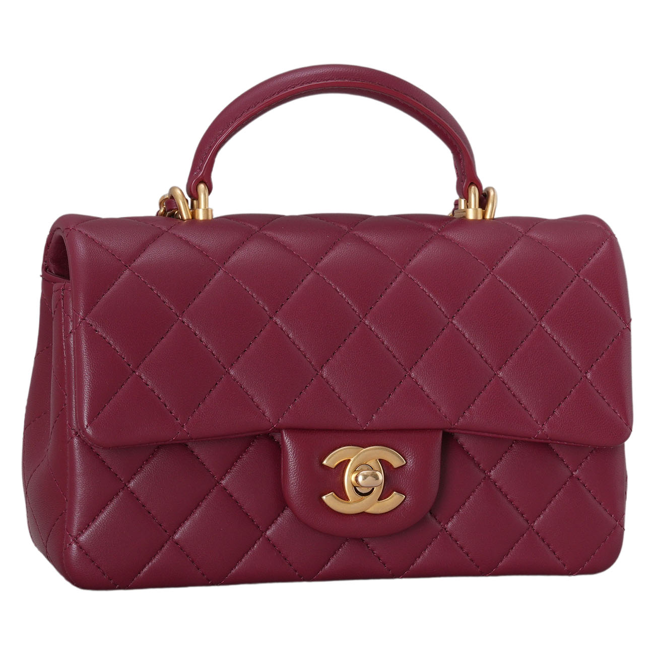 CHANEL(USED)샤넬 램스킨 클래식 뉴미니 탑핸들 크로스백