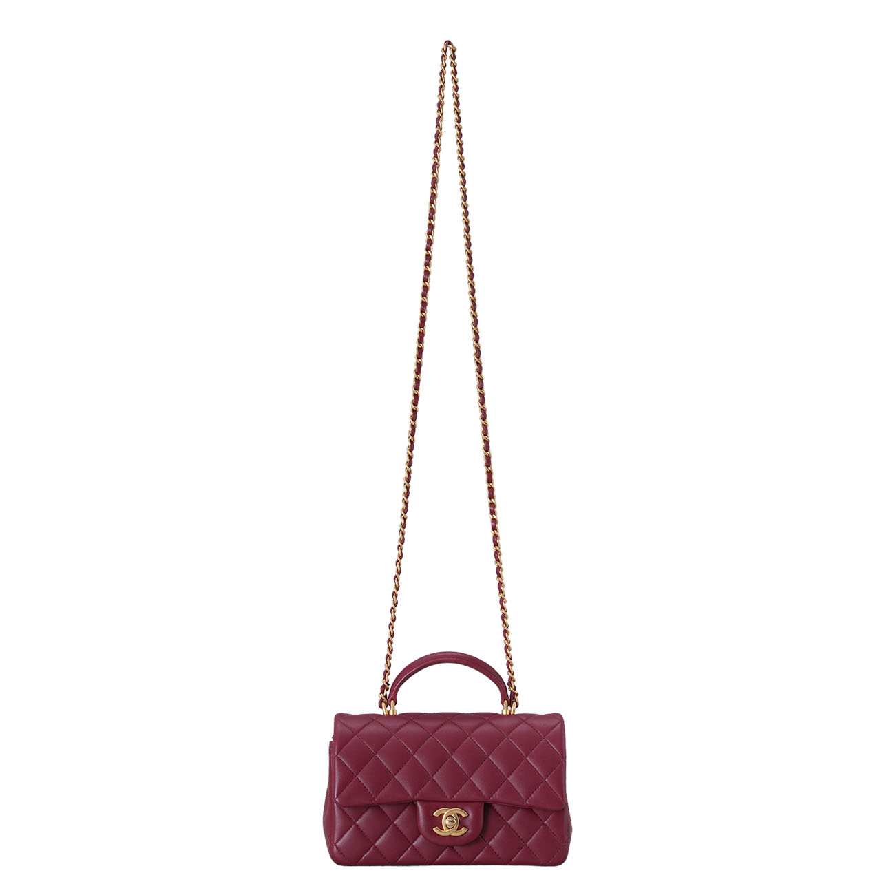 CHANEL(USED)샤넬 램스킨 클래식 뉴미니 탑핸들 크로스백