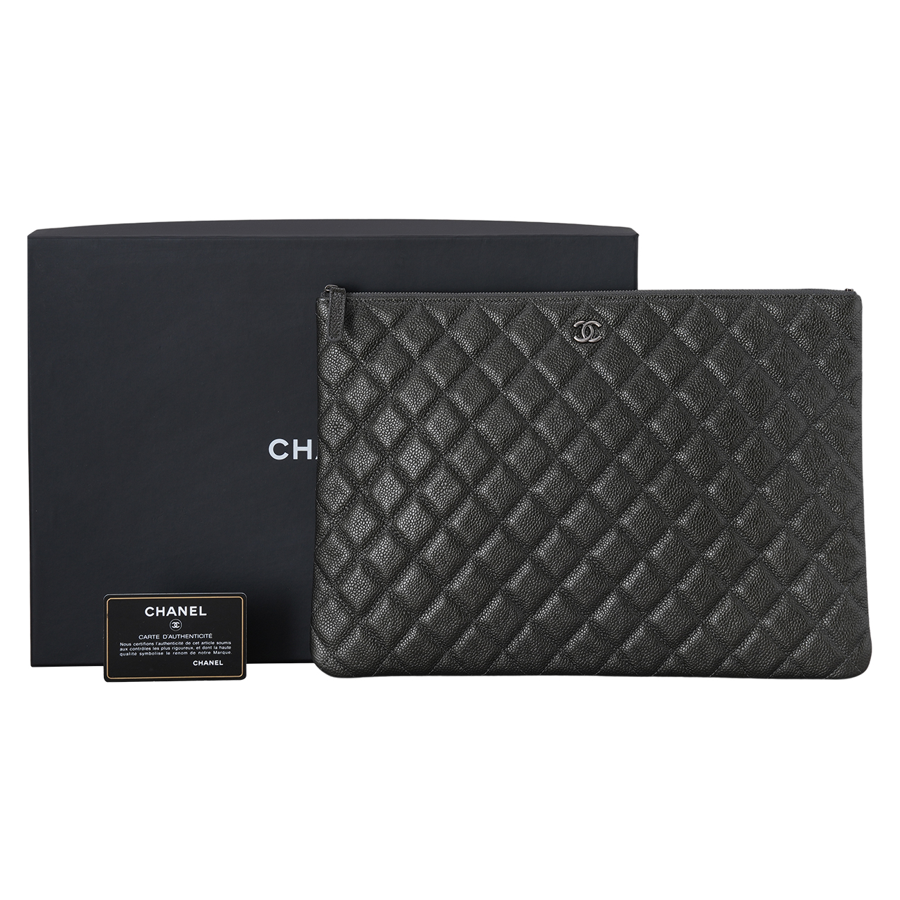 CHANEL(USED)샤넬 A82552 캐비어 클러치 라지