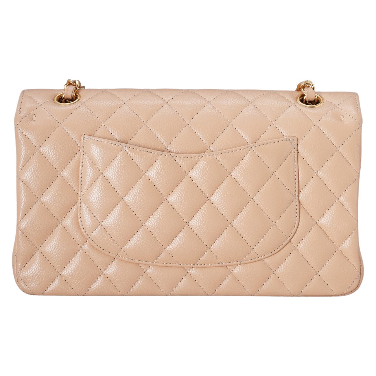 CHANEL(USED)샤넬 캐비어 클래식 미듐 플랩백 베이지 금장