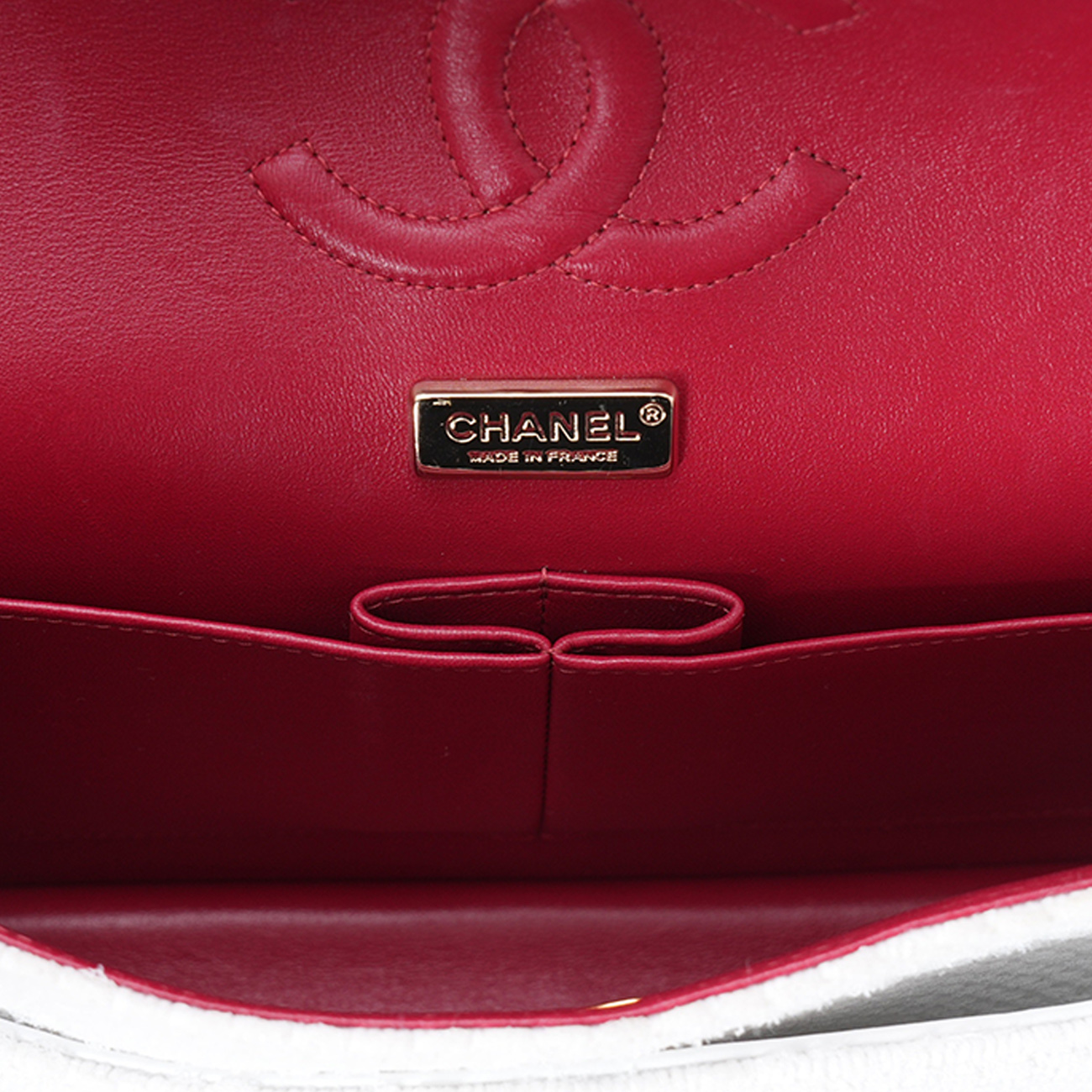 CHANEL(USED)샤넬 까멜리아 트위드 클래식 미듐