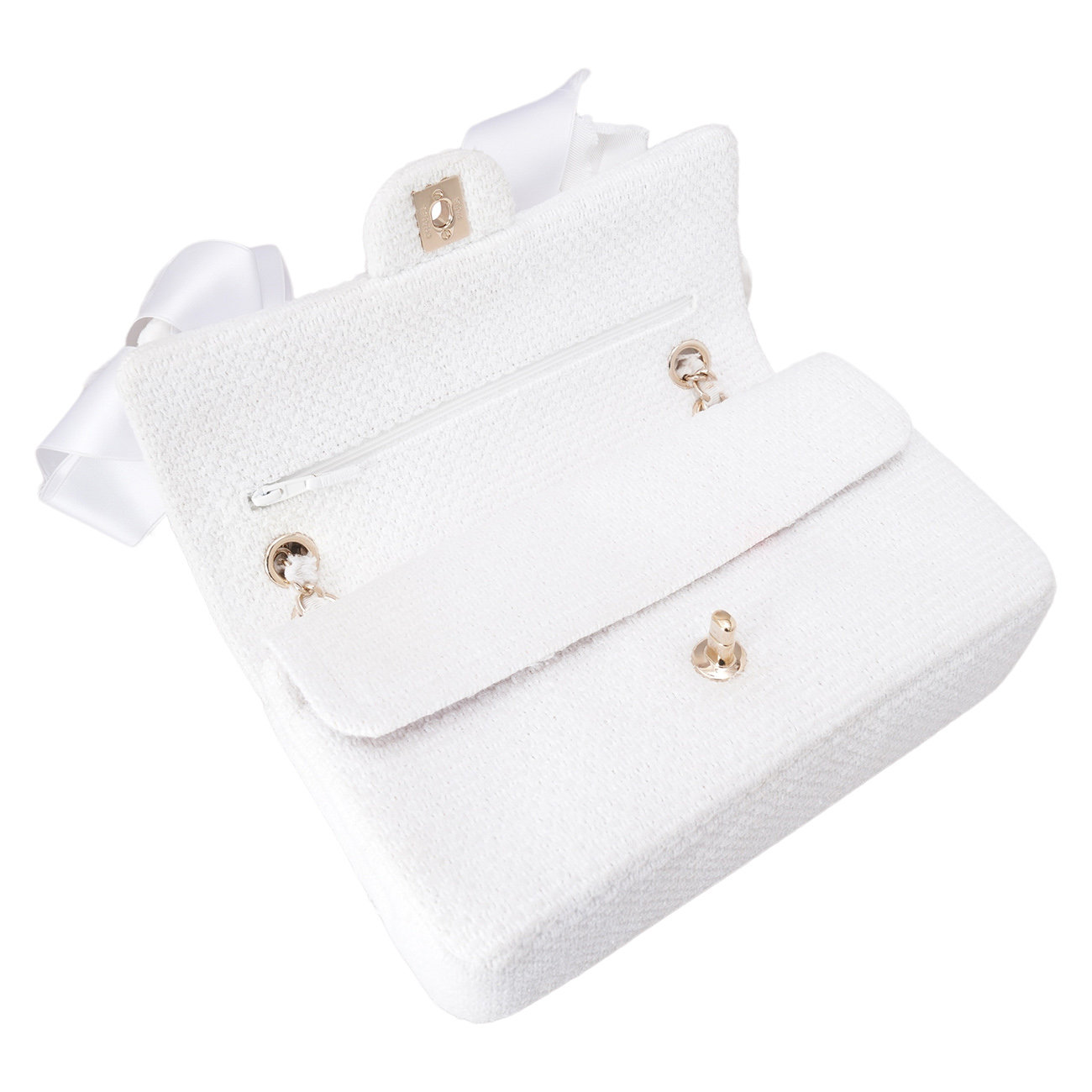 CHANEL(USED)샤넬 까멜리아 트위드 클래식 미듐