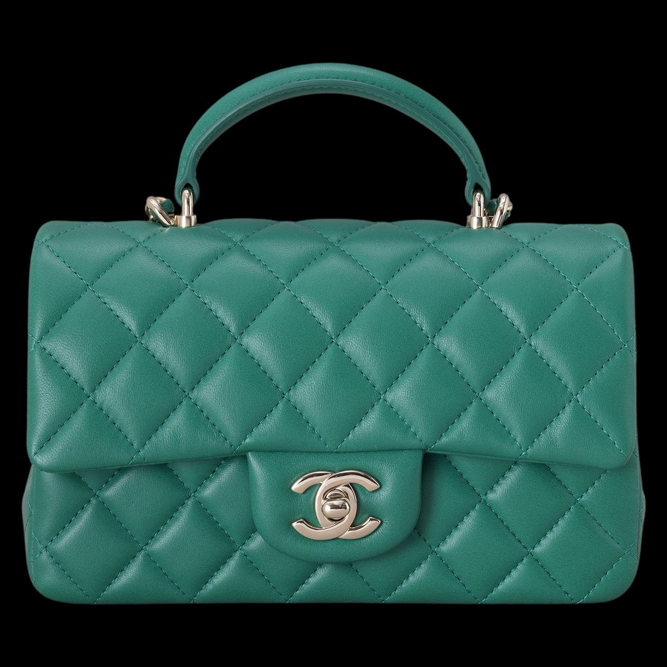 CHANEL(USED)샤넬 램스킨 뉴미니 탑핸들 크로스백