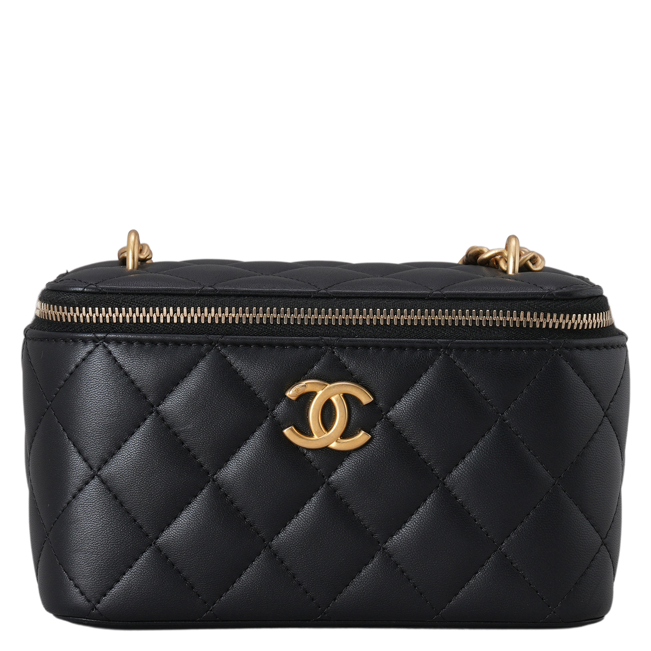 CHANEL(USED)샤넬 AP3301 램스킨 직사각 까멜리아 골든볼 베니티 체인백
