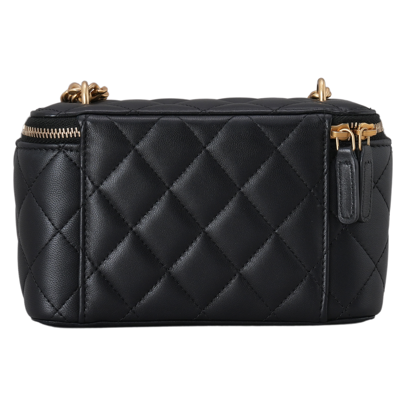 CHANEL(USED)샤넬 AP3301 램스킨 직사각 까멜리아 골든볼 베니티 체인백