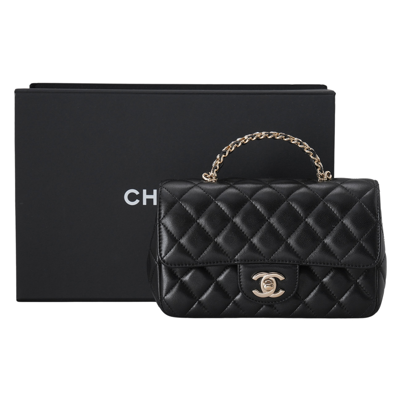 CHANEL(USED)샤넬 램스킨 뉴미니 탑핸들 크로스백