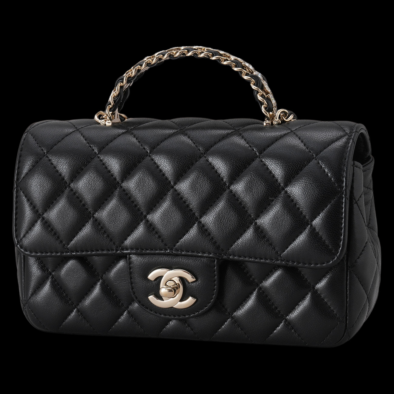 CHANEL(USED)샤넬 램스킨 뉴미니 탑핸들 크로스백