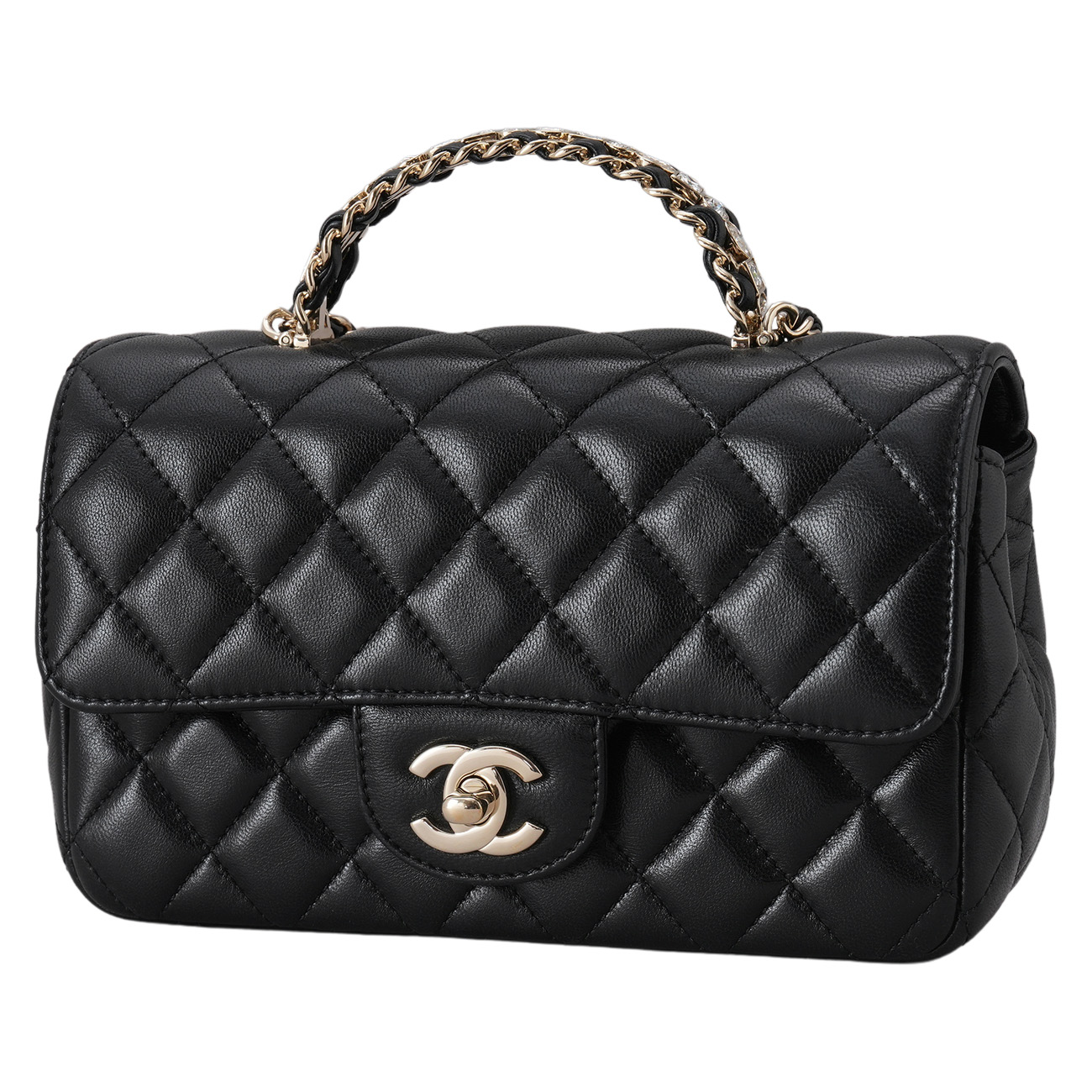 CHANEL(USED)샤넬 램스킨 뉴미니 탑핸들 크로스백