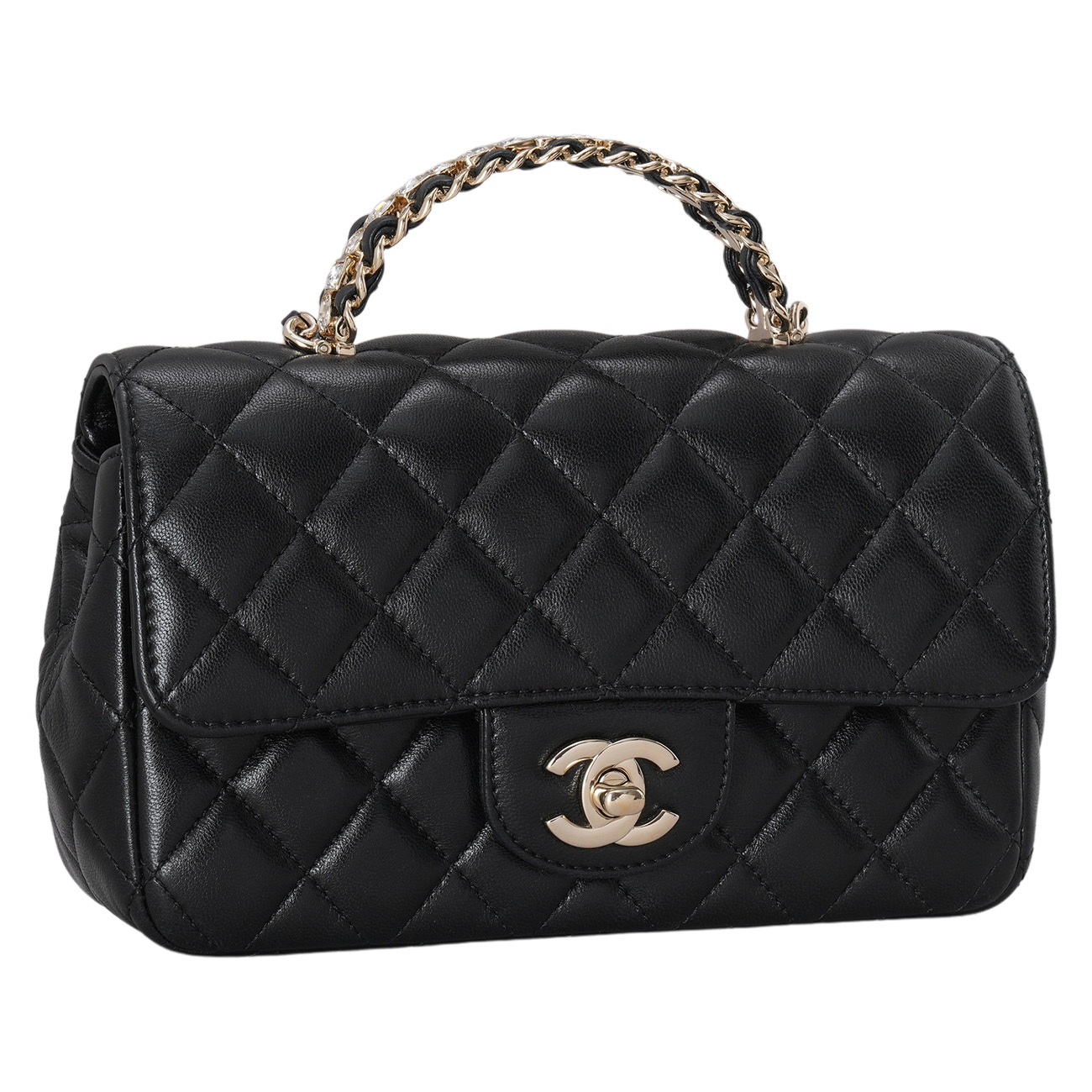 CHANEL(USED)샤넬 램스킨 뉴미니 탑핸들 크로스백