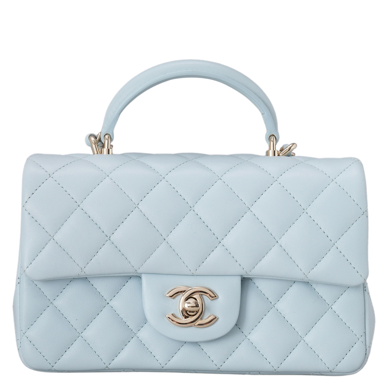 CHANEL(USED)샤넬 램스킨 클래식 뉴미니 탑핸들