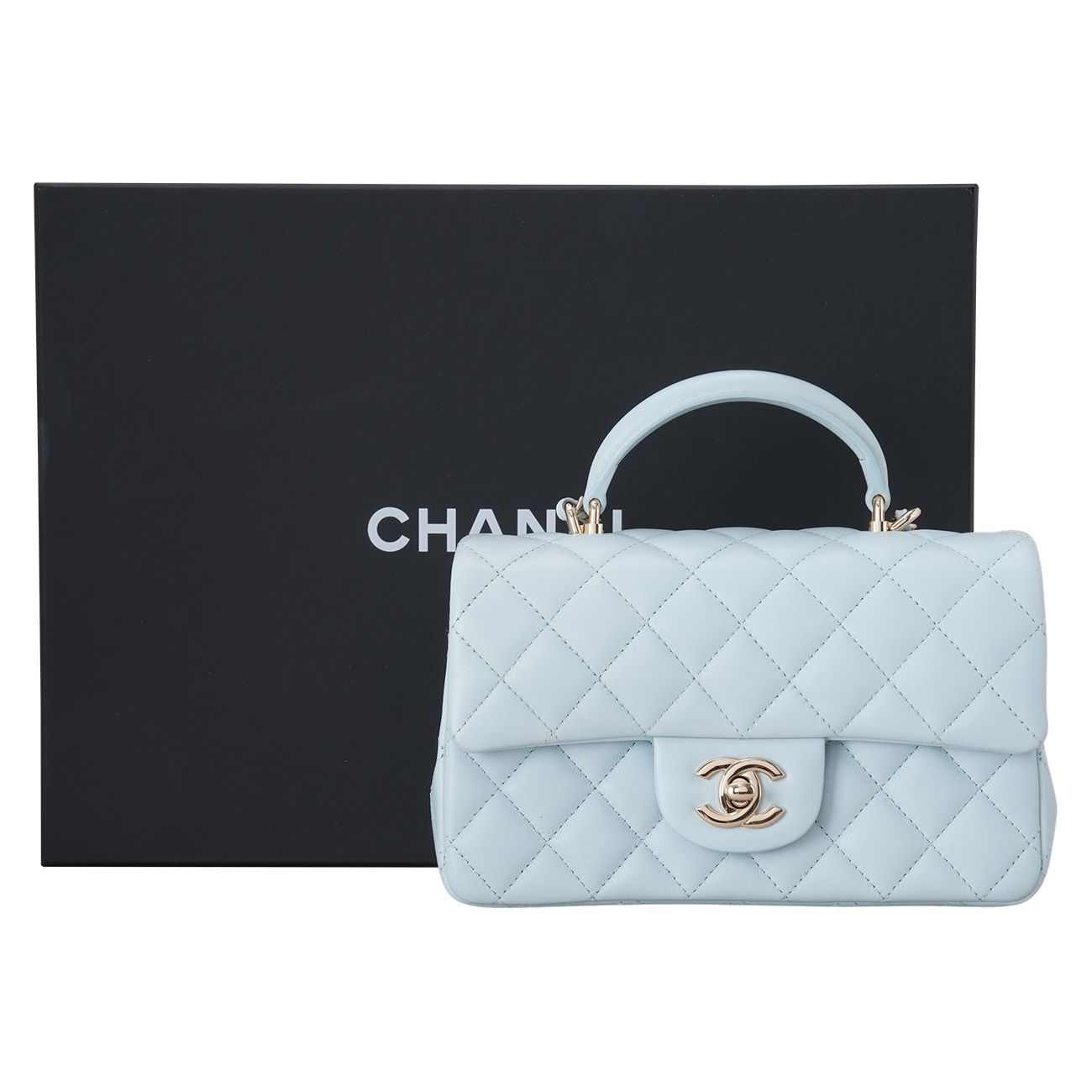 CHANEL(USED)샤넬 램스킨 클래식 뉴미니 탑핸들